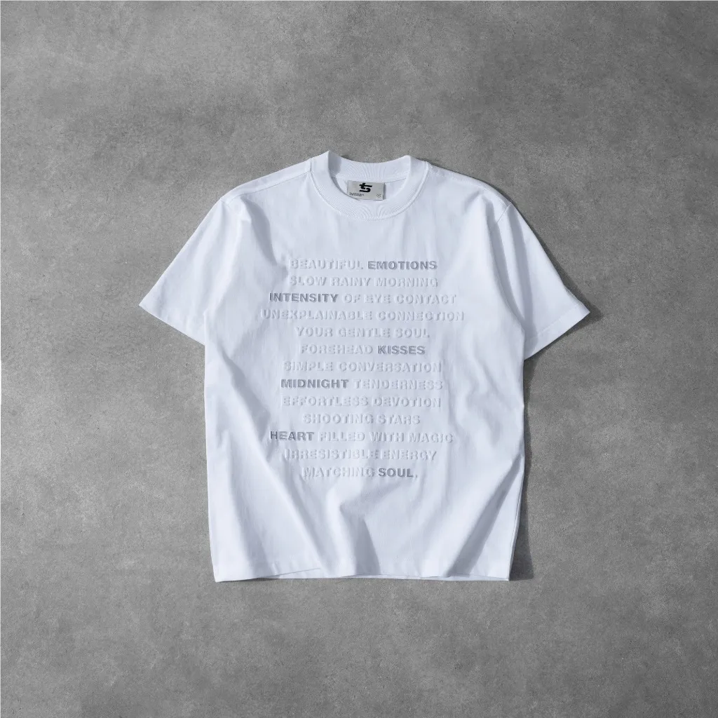Ảnh Áo Thun Cảm Xúc In Nổi, Phản Quang Màu Trắng - Brand TSUN Chính Hãng - Emotions Tee White - Oversize 3