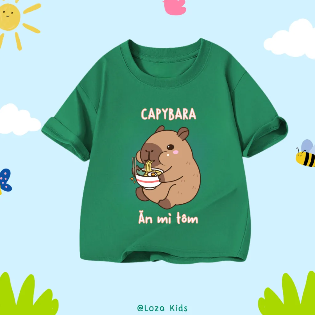 Ảnh Áo thun Capybara mẫu mới 2025 cho bé trai và bé gái - Áo phông trẻ em Loza Kids- AT2784 3