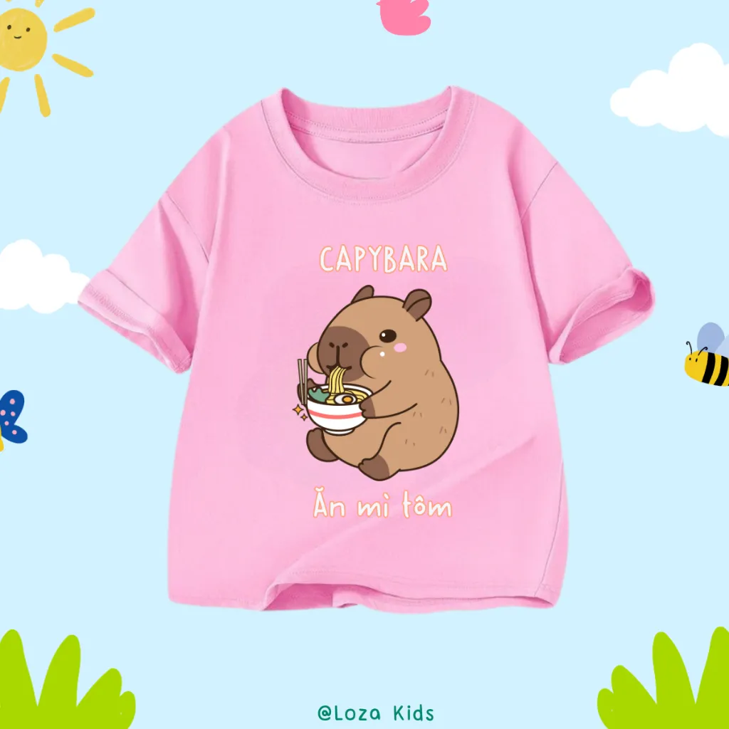 Ảnh Áo thun Capybara mẫu mới 2025 cho bé trai và bé gái - Áo phông trẻ em Loza Kids- AT2784 4