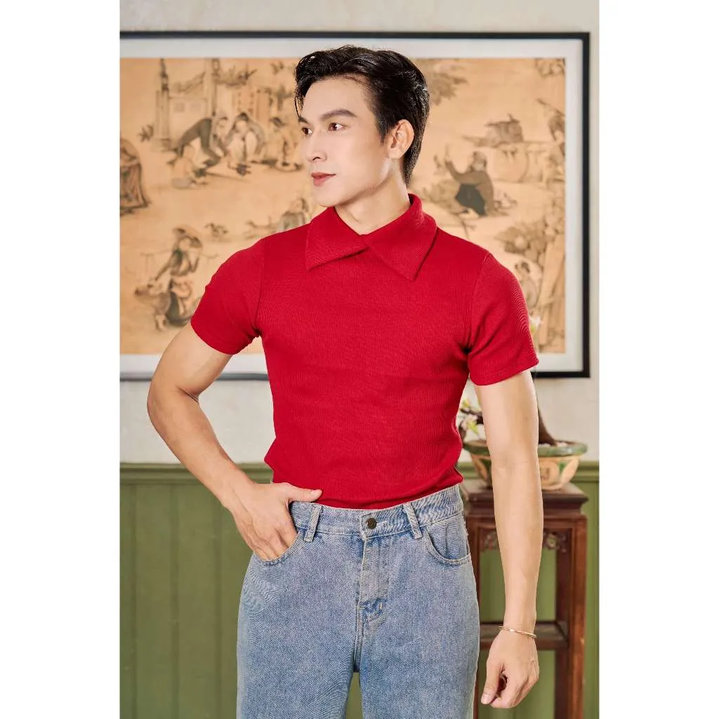 Ảnh Áo Thun Cổ Cao Phối Kiểu Nam Tay Ngắn Form Body Thun Gân Cao Cấp Thương Hiệu Mr Twins 3