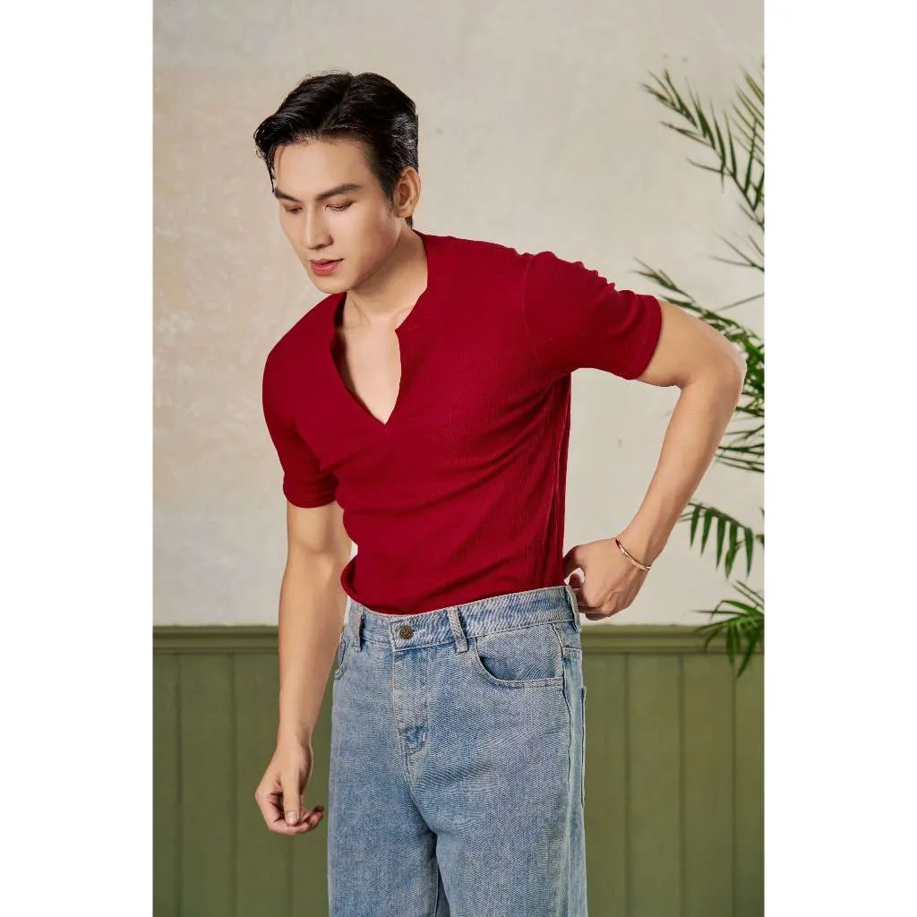 Ảnh Áo Thun Cổ Chữ V Nam Tay Ngắn Form Body Thun Gân Cao Cấp Thương Hiệu Mr Twins 1