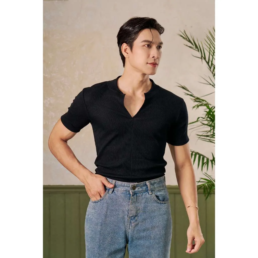 Ảnh Áo Thun Cổ Chữ V Nam Tay Ngắn Form Body Thun Gân Cao Cấp Thương Hiệu Mr Twins 2