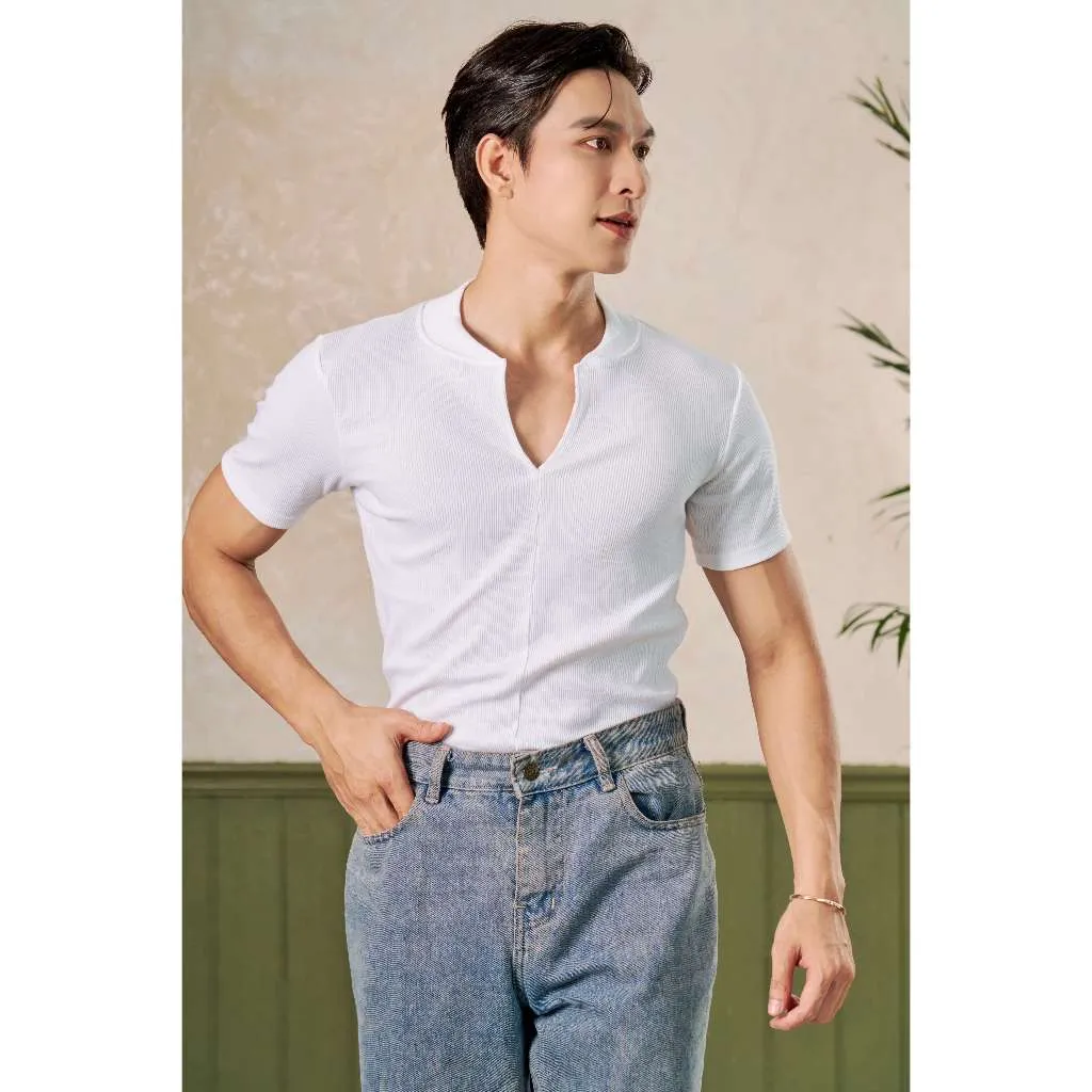 Ảnh Áo Thun Cổ Chữ V Nam Tay Ngắn Form Body Thun Gân Cao Cấp Thương Hiệu Mr Twins 4