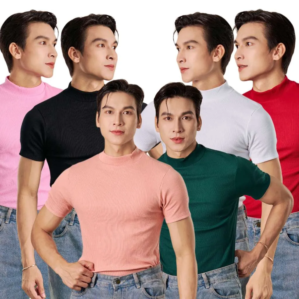 Ảnh Áo Thun Cổ Lọ Nam Tay Ngắn Form Body Thun Gân Cao Cấp Thương Hiệu Mr Twins 1