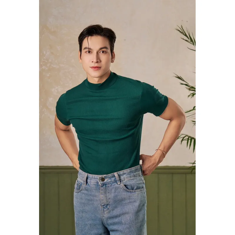 Ảnh Áo Thun Cổ Lọ Nam Tay Ngắn Form Body Thun Gân Cao Cấp Thương Hiệu Mr Twins 2