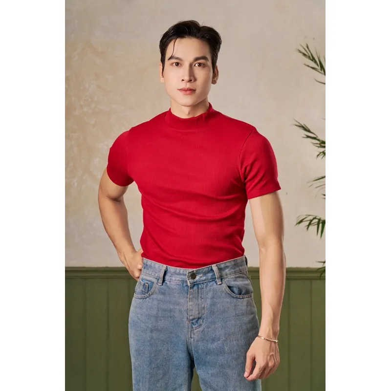 Ảnh Áo Thun Cổ Lọ Nam Tay Ngắn Form Body Thun Gân Cao Cấp Thương Hiệu Mr Twins 3