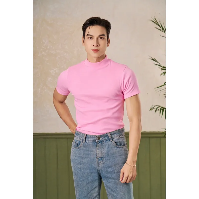 Ảnh Áo Thun Cổ Lọ Nam Tay Ngắn Form Body Thun Gân Cao Cấp Thương Hiệu Mr Twins 4