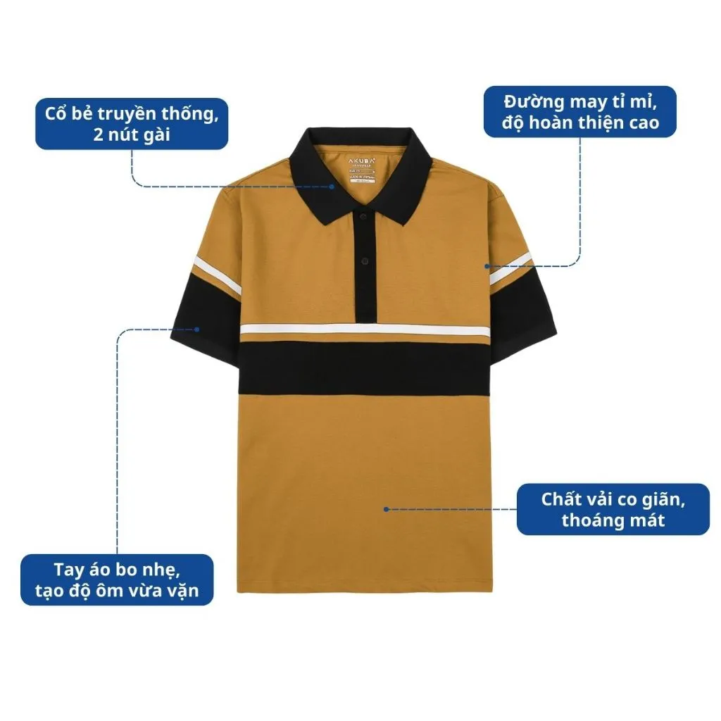 Ảnh Áo Thun Cổ Polo AKUBA form Slimfit vải cotton cá sấu cao cấp thoáng mát kiểu dáng hiện đại | 01J0761 1