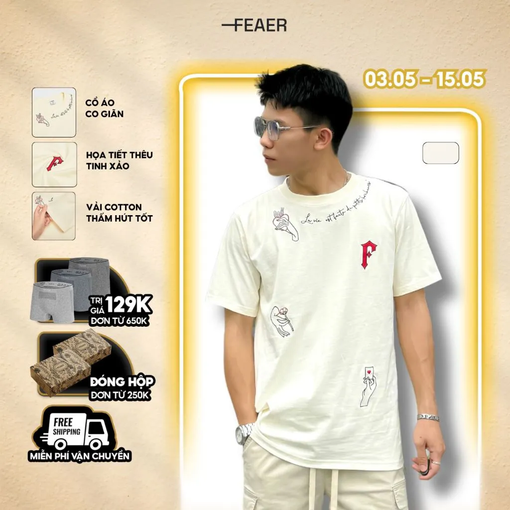 Ảnh Áo thun cổ tròn POKER chất liệu cotton, thấm hút mồ hôi, thoáng mát, chuẩn form - FEAER 1