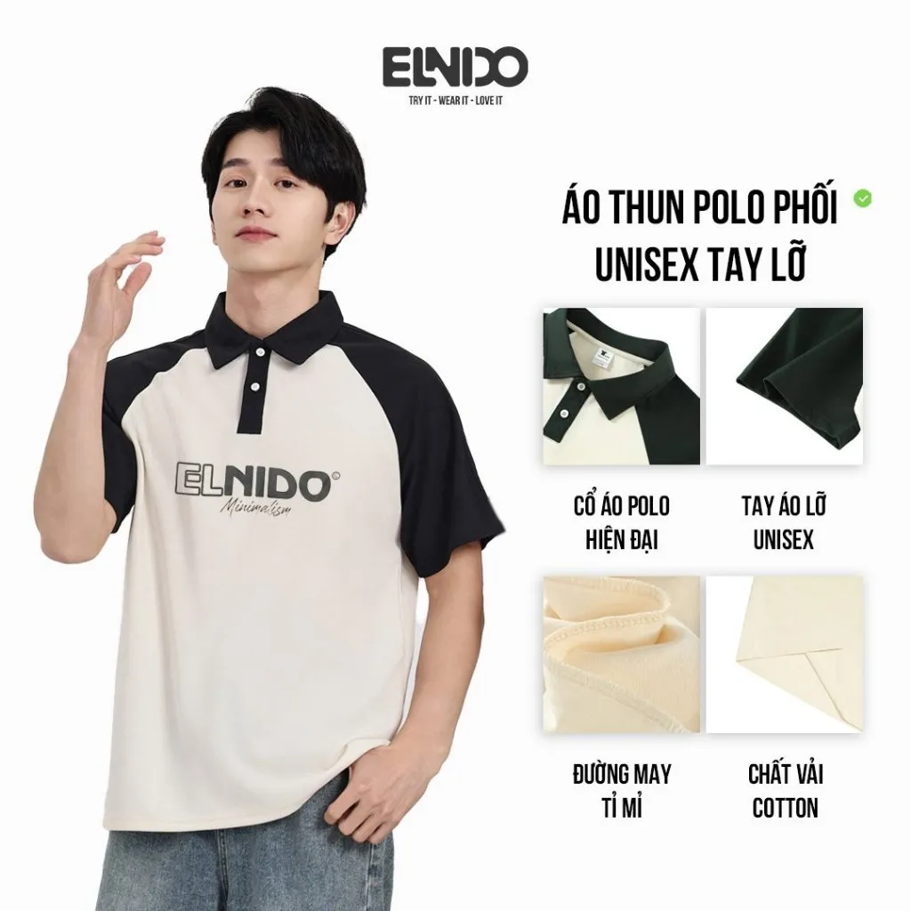 Ảnh Áo Thun Cổ Tròn và Polo Nam Nhiều Màu Vải Co Giãn 4 Chiều Thoáng Mát Form Suông Unisex ELNIDO 1