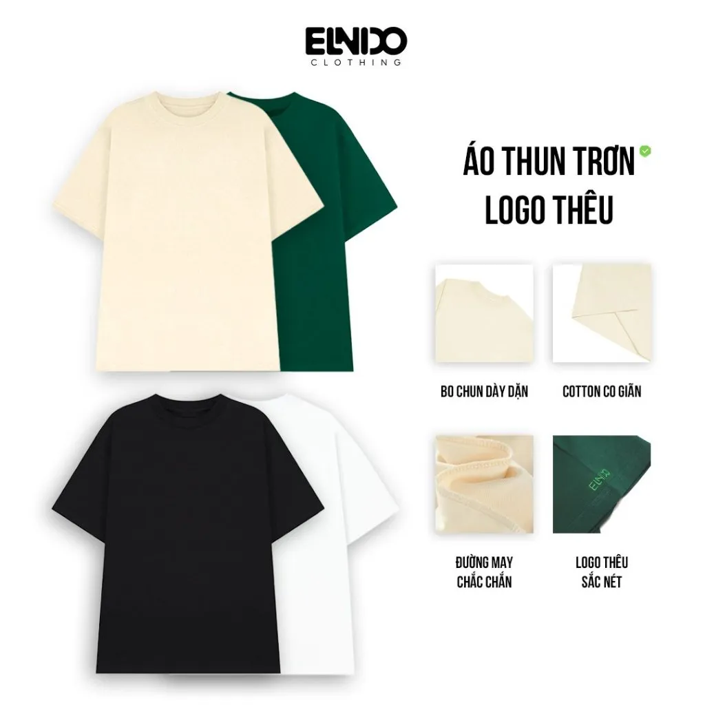 Ảnh Áo Thun Cổ Tròn và Polo Nam Nhiều Màu Vải Co Giãn 4 Chiều Thoáng Mát Form Suông Unisex ELNIDO 2