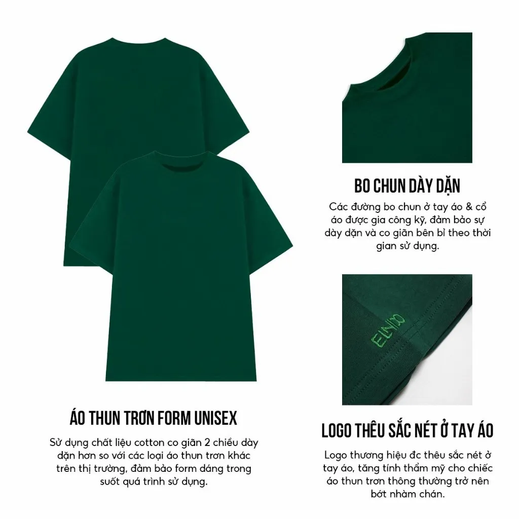 Ảnh Áo Thun Cổ Tròn và Polo Nam Nhiều Màu Vải Co Giãn 4 Chiều Thoáng Mát Form Suông Unisex ELNIDO 4