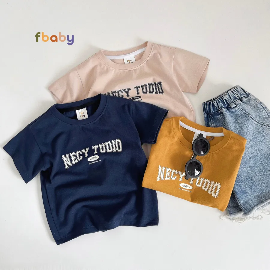 Ảnh Áo thun cộc bé trai bé gái cotton in chữ Fbaby 2