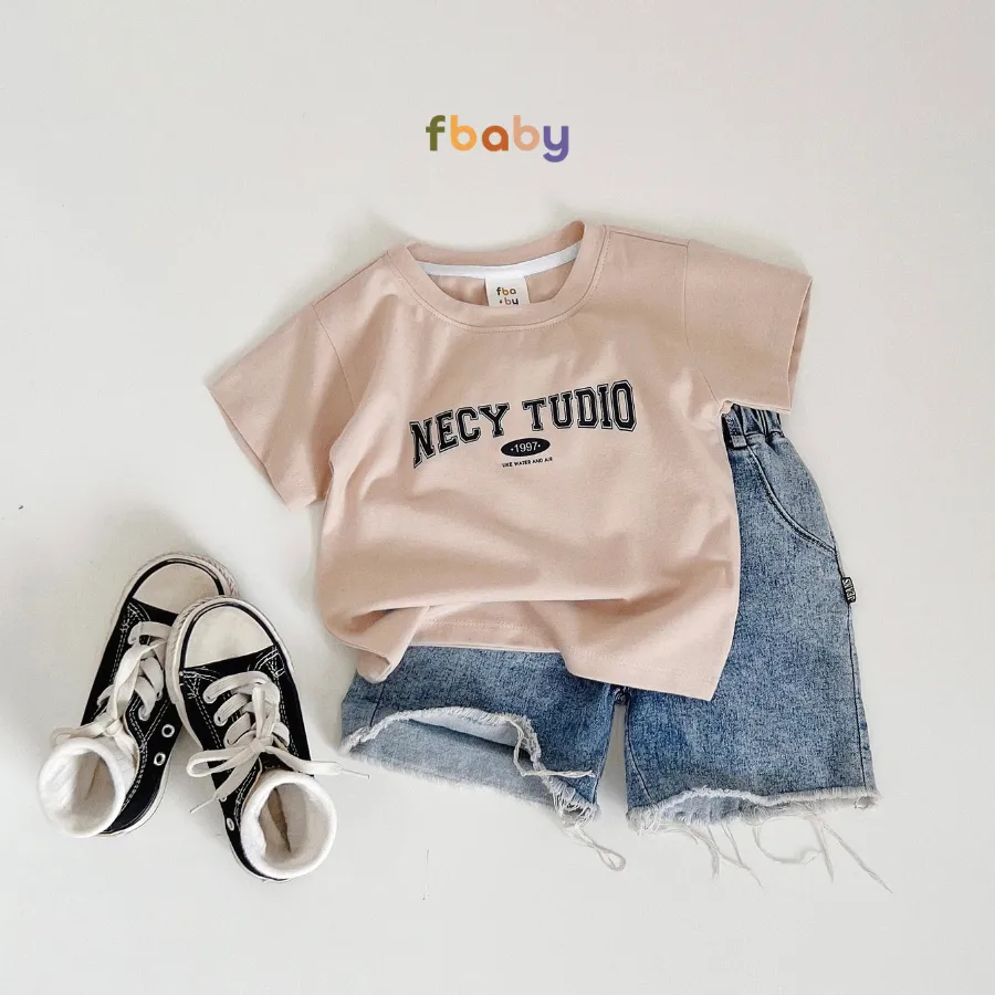Ảnh Áo thun cộc bé trai bé gái cotton in chữ Fbaby 4