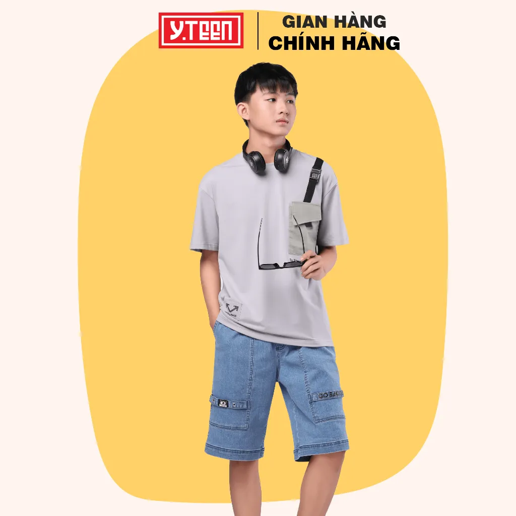 Ảnh Áo Thun Cộc Tay Phối Túi YF Sành Điệu Cho Bé Trai Từ 37-62 KG EAY007-4 2