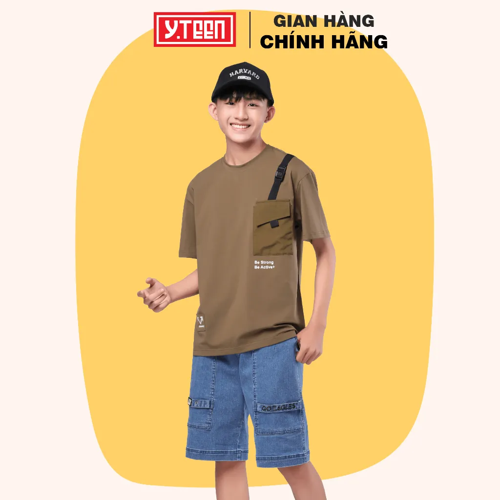 Ảnh Áo Thun Cộc Tay Phối Túi YF Sành Điệu Cho Bé Trai Từ 37-62 KG EAY007-4 4