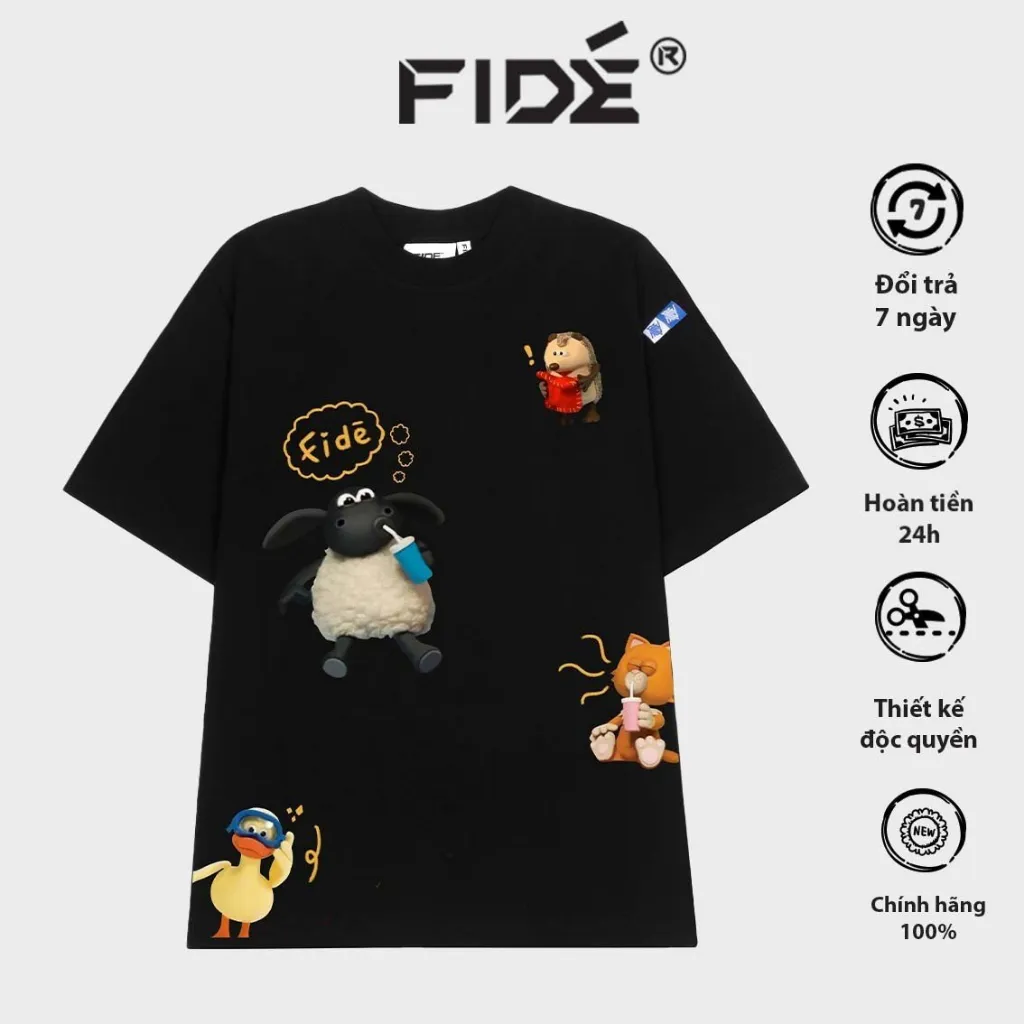 Ảnh Áo thun CON CỪU FIDE phông trơn nam nữ cổ tròn FIDE SHAUN 15 2
