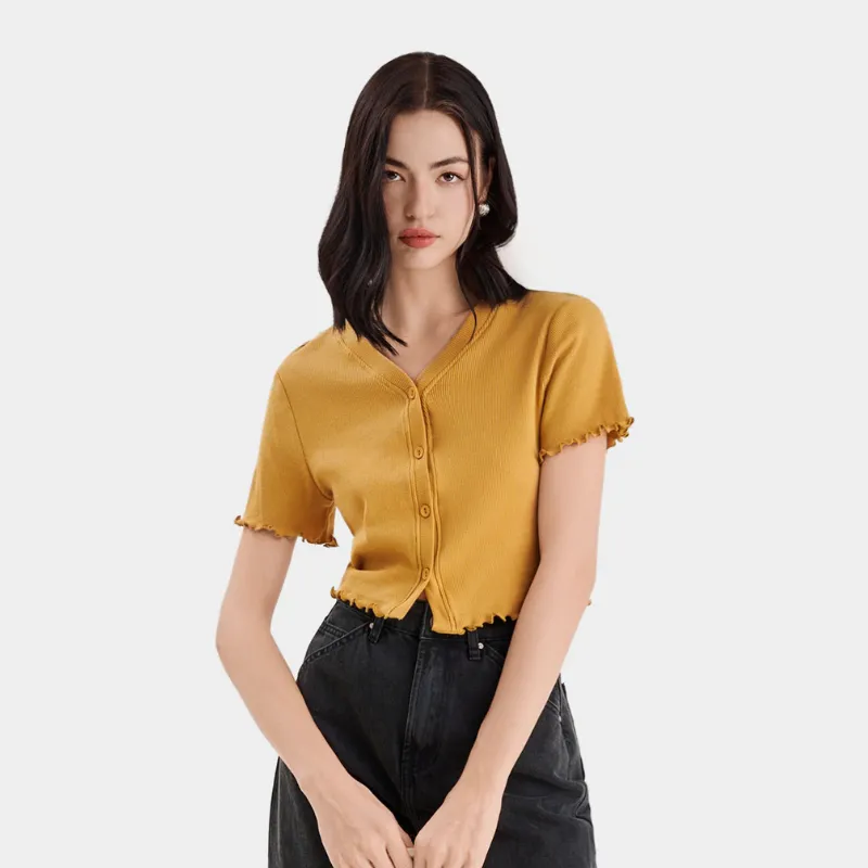 Áo Thun Crop MARC FASHION Cổ V Cài Nút - Item Hè "Must-Have" | Review