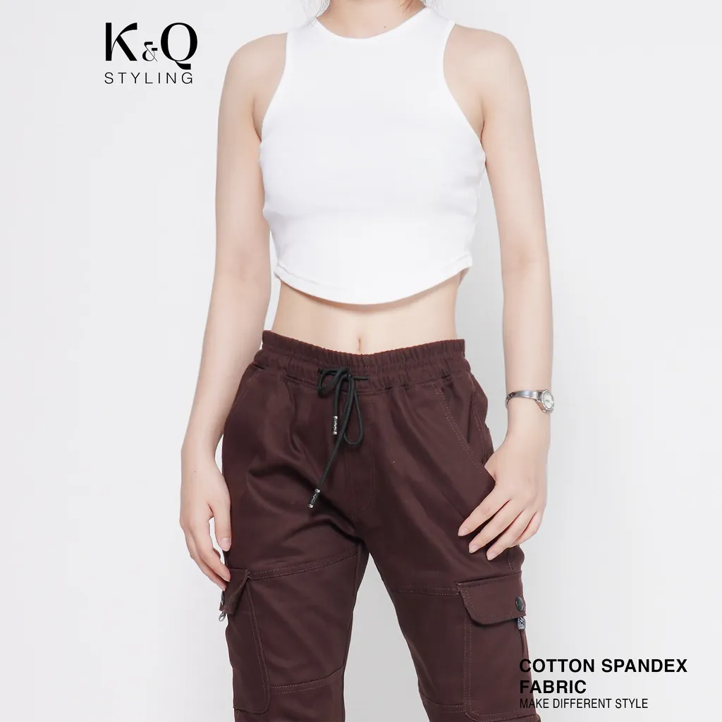 Ảnh Áo thun croptop ba lỗ lai bầu KQSTYLING cotton 100% ôm body Freesize 1