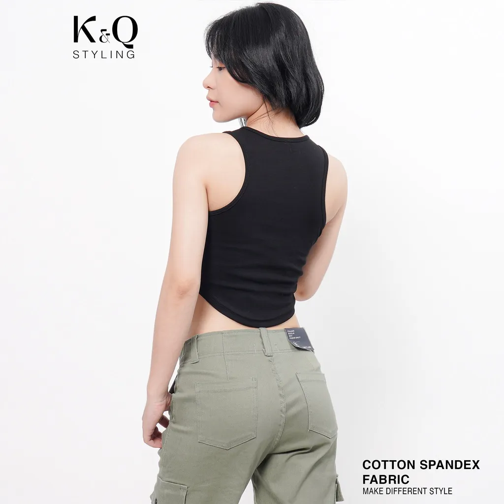 Ảnh Áo thun croptop ba lỗ lai bầu KQSTYLING cotton 100% ôm body Freesize 2