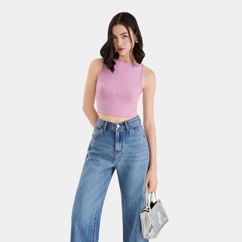 Ảnh Áo thun croptop nữ MARC FASHION 3 lỗ cổ thuyền FALH061722 3