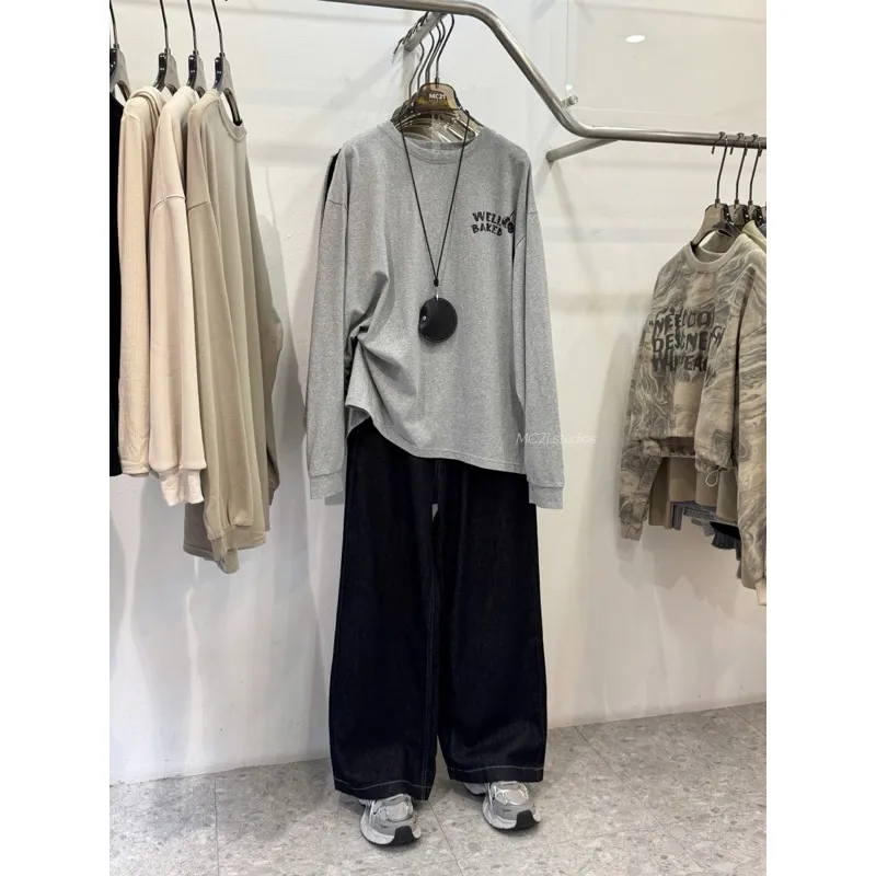 Ảnh Áo thun dài tay unisex Stuffing form rộng oversize chất cotton xịn mềm MC21.studios a3408 4