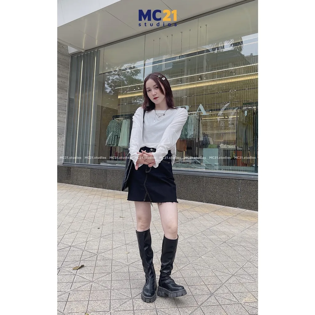 Ảnh Áo thun dài tay xuyên thấu MC21.STUDIOS tee form rộng bigsize pull phong cách Ulzzang Streetwear Hàn Quốc A3215 4