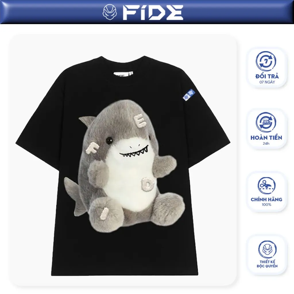 Ảnh Áo thun FIDE cá mập Baby Shark phông unisex nam nữ form rộng cổ tròn ulzzang BABY SHARK 02 1
