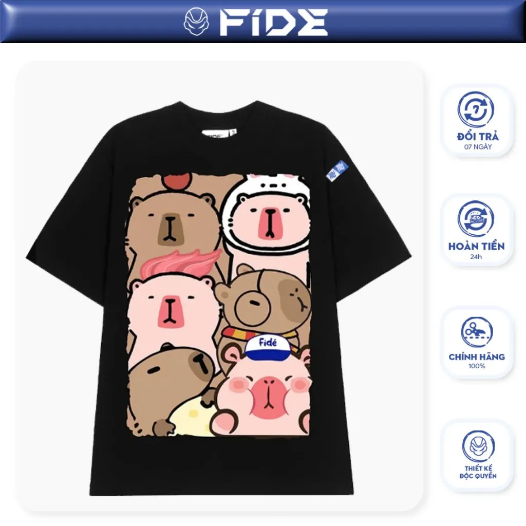 Ảnh Áo thun FIDE CAPYBARA unisex form rộng cổ tròn CAPYBARA - AT62 Cotton 1