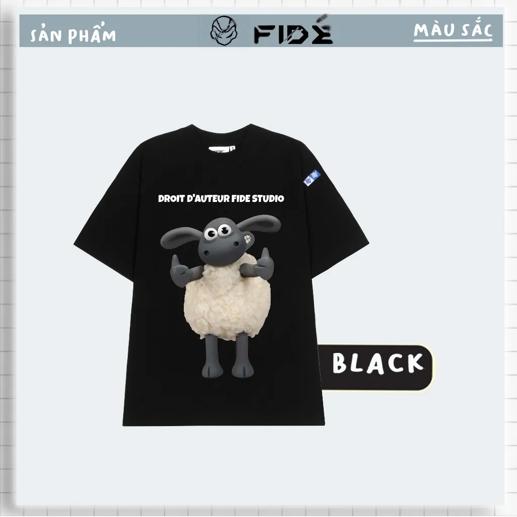 Ảnh Áo thun FIDE Cừu Shaun phông trơn nam nữ cổ tròn unisex SHAUN 07 3