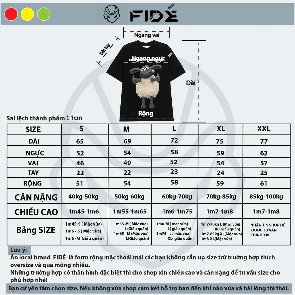 Ảnh Áo thun FIDE Cừu Shaun phông trơn nam nữ cổ tròn unisex SHAUN 07 4