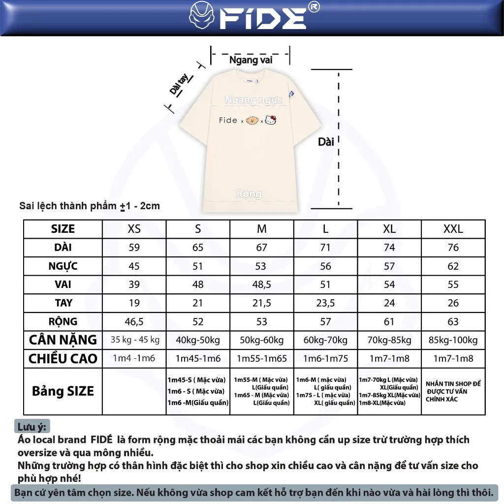 Ảnh Áo thun FIDE Hello Kitty phông unisex form rộng local brand nam nữ cổ tròn oversize - AT163 4