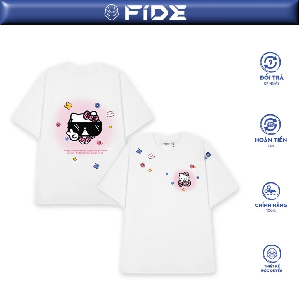 Ảnh Áo thun FIDE HelloKitty phông unisex form rộng local brand nam nữ cổ tròn oversize - AT151 1
