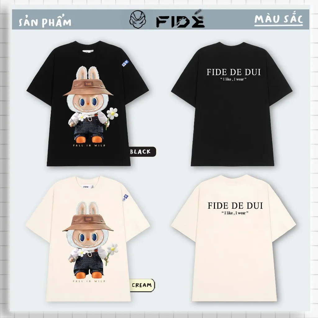 Ảnh Áo thun FIDE LABUBU phông unisex form rộng local brand nam nữ cổ tròn oversize - AT75 4