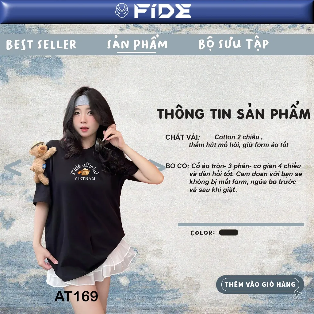 Ảnh Áo thun FIDE Việt Nam JoyBear phông unisex form rộng local brand nam nữ cổ tròn oversize - AT169(Tặng gấu) 2
