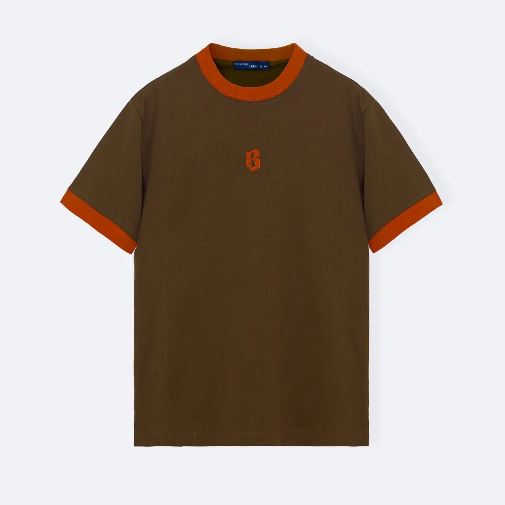 Ảnh Áo thun form REGULAR R1210 BD201 chất cotton hoạ tiết phối cổ thiết kế B icon cao cấp trẻ trung thanh lịch BEN& TOD 3