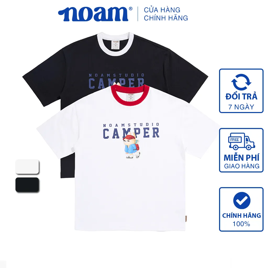 Ảnh Áo thun Form rộng NOAM Camper Unisex 100% Cotton - Màu đen/trắng 1