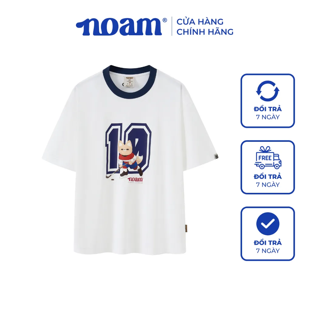 Ảnh Áo thun Form rộng NOAM Ice Hockey Player Unisex 100% Cotton - Màu trắng 1