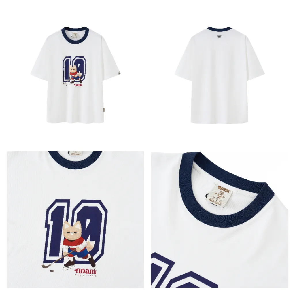 Ảnh Áo thun Form rộng NOAM Ice Hockey Player Unisex 100% Cotton - Màu trắng 2