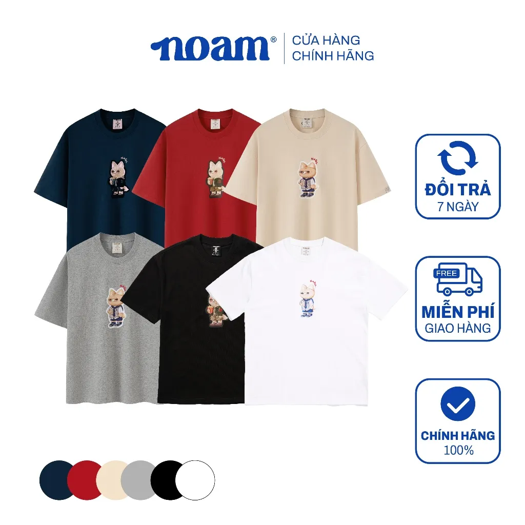 Ảnh Áo thun Form rộng NOAM Nafox Naive Unisex 100% Cotton - Màu đen/trắng 1