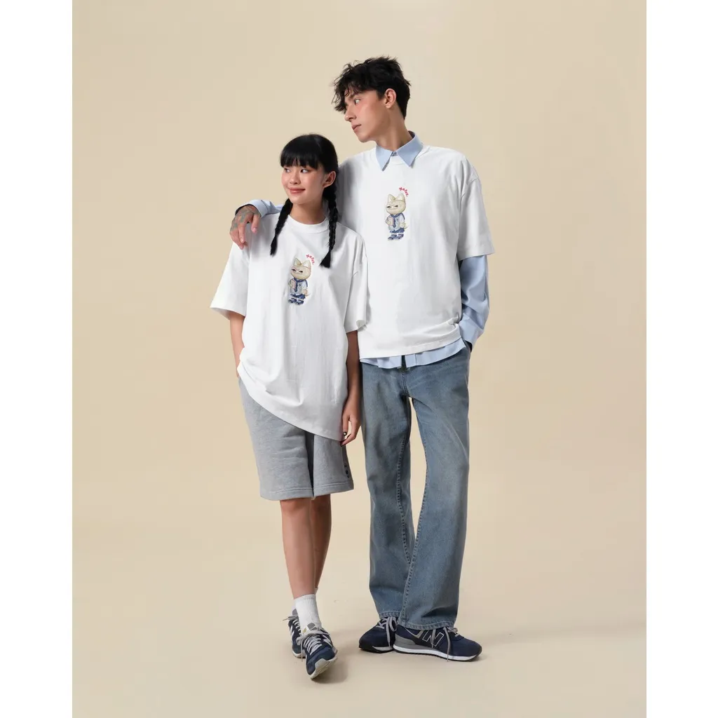 Ảnh Áo thun Form rộng NOAM Nafox Naive Unisex 100% Cotton - Màu đen/trắng 3