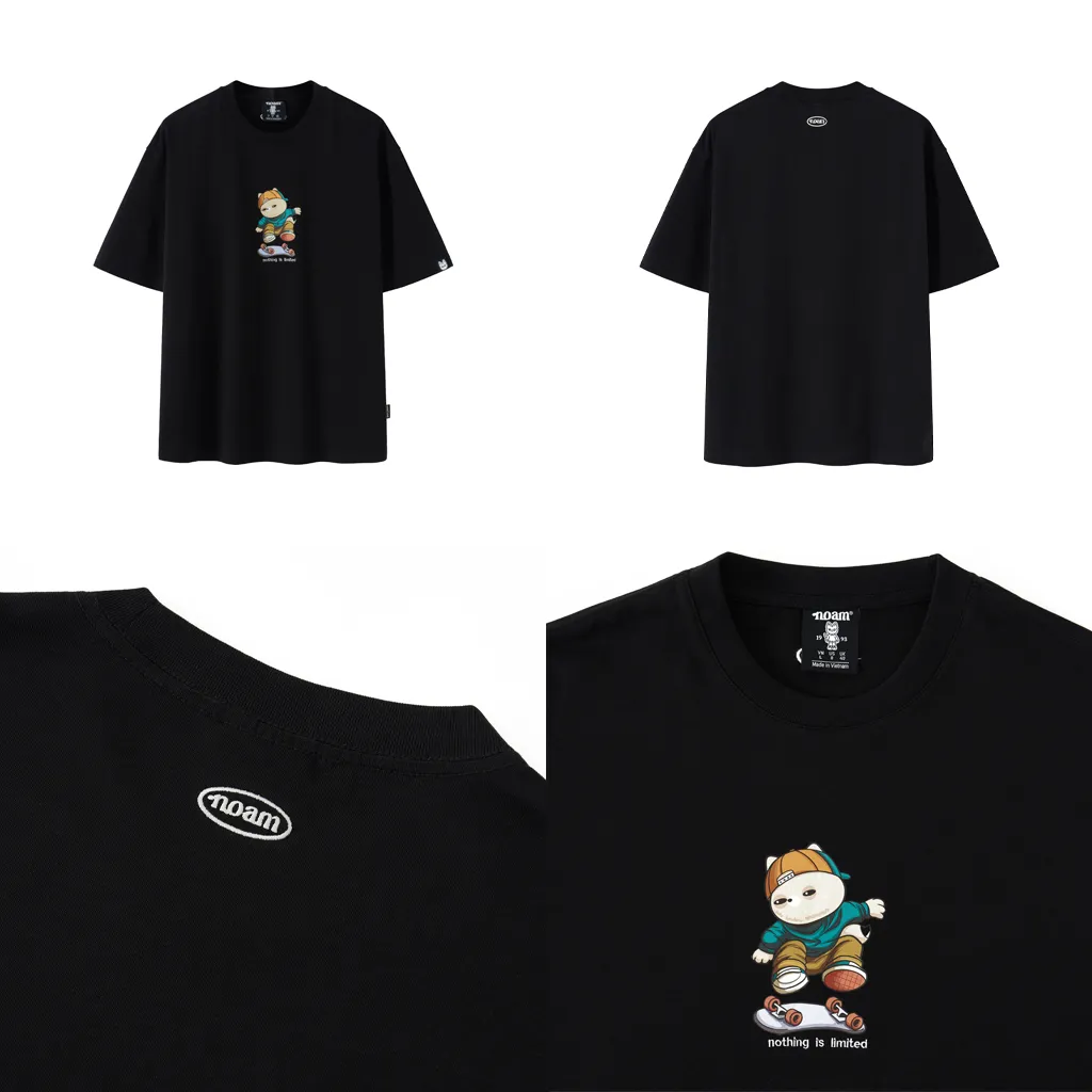 Ảnh Áo thun Form rộng NOAM Nafox Kickflip Unisex 100% Cotton - Màu đen/trắng/be 4