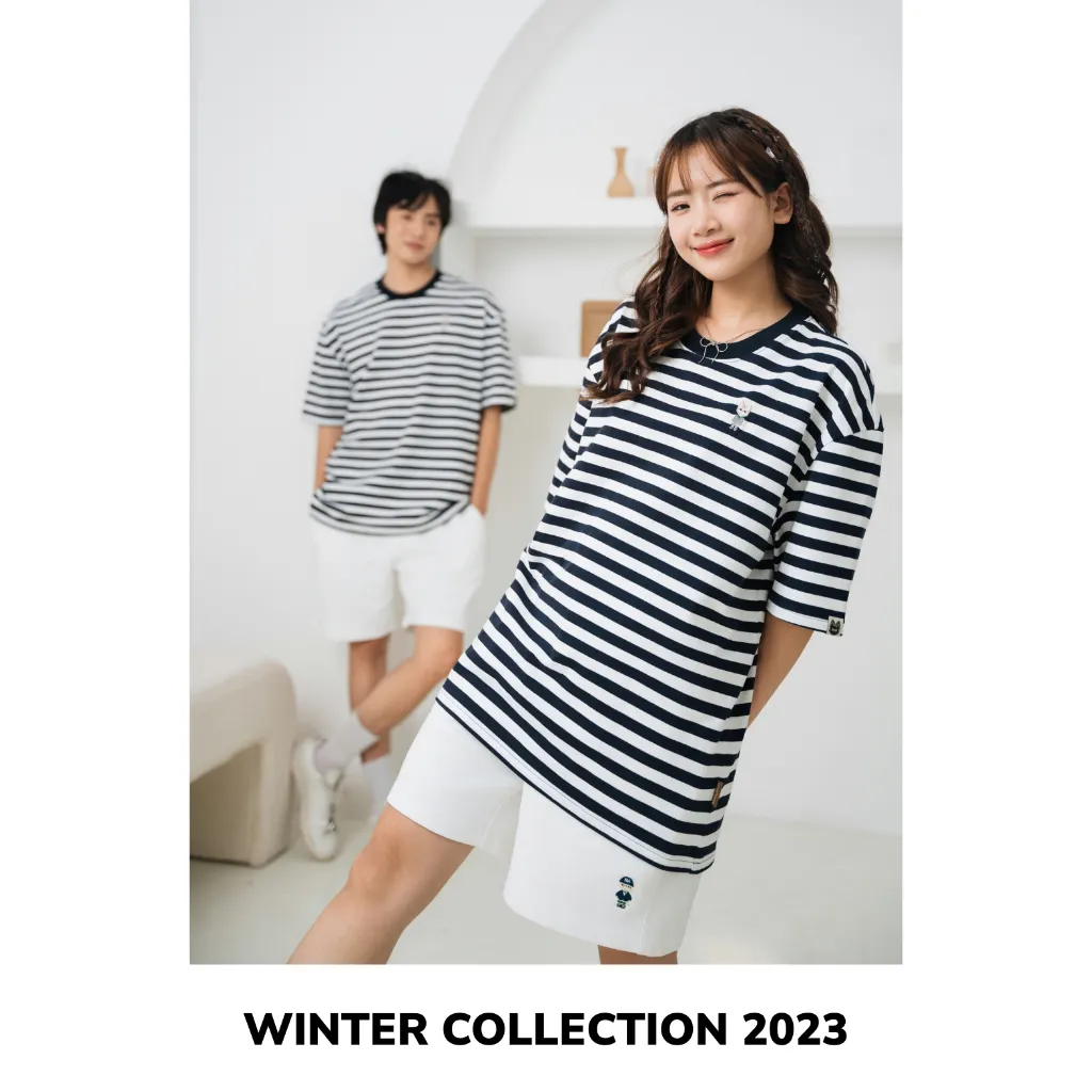 Ảnh Áo thun Form rộng NOAM Striped 100% Cotton - Kẻ ngang xanh navy - trắng 4