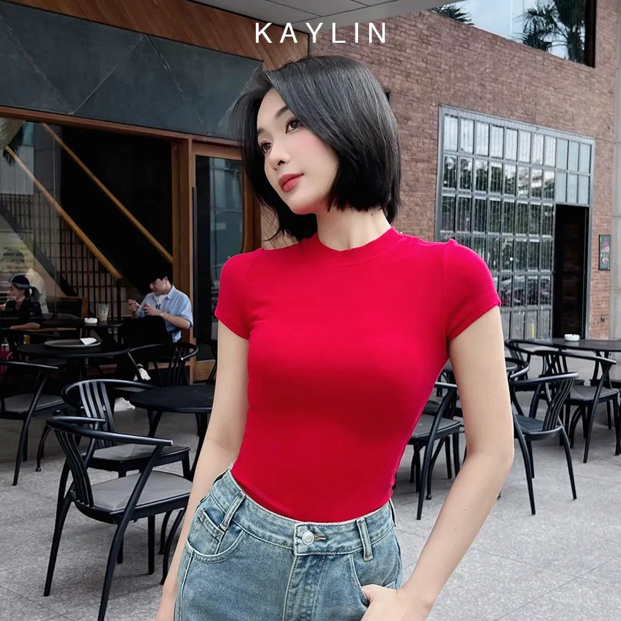 Ảnh Áo thun KAYLIN Basic form ôm body chất vải thun gân co giản mát mẻ - N2116 3