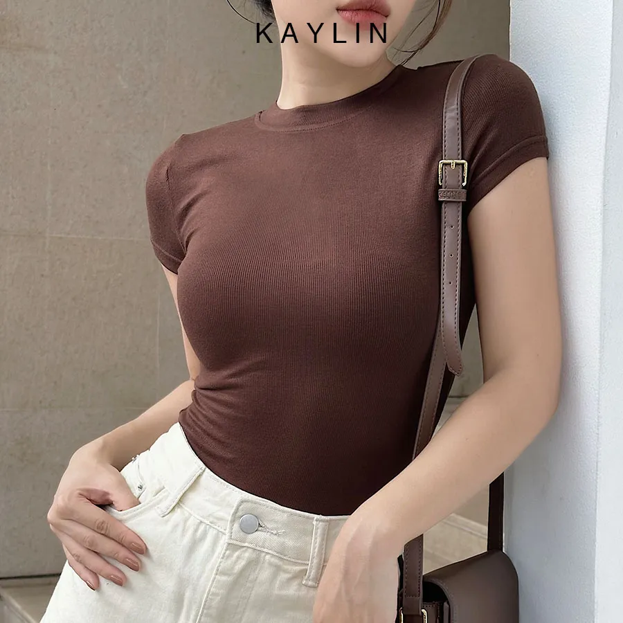 Ảnh Áo thun KAYLIN Basic form ôm body chất vải thun gân co giản mát mẻ - N2116 4