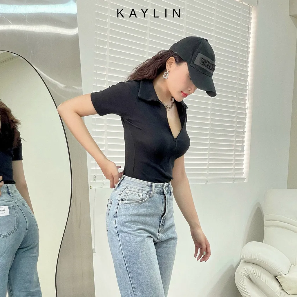 Ảnh Áo thun KAYLIN chất vải gân Freesize ôm body kiểu tay lỡ phong cách N1651 3