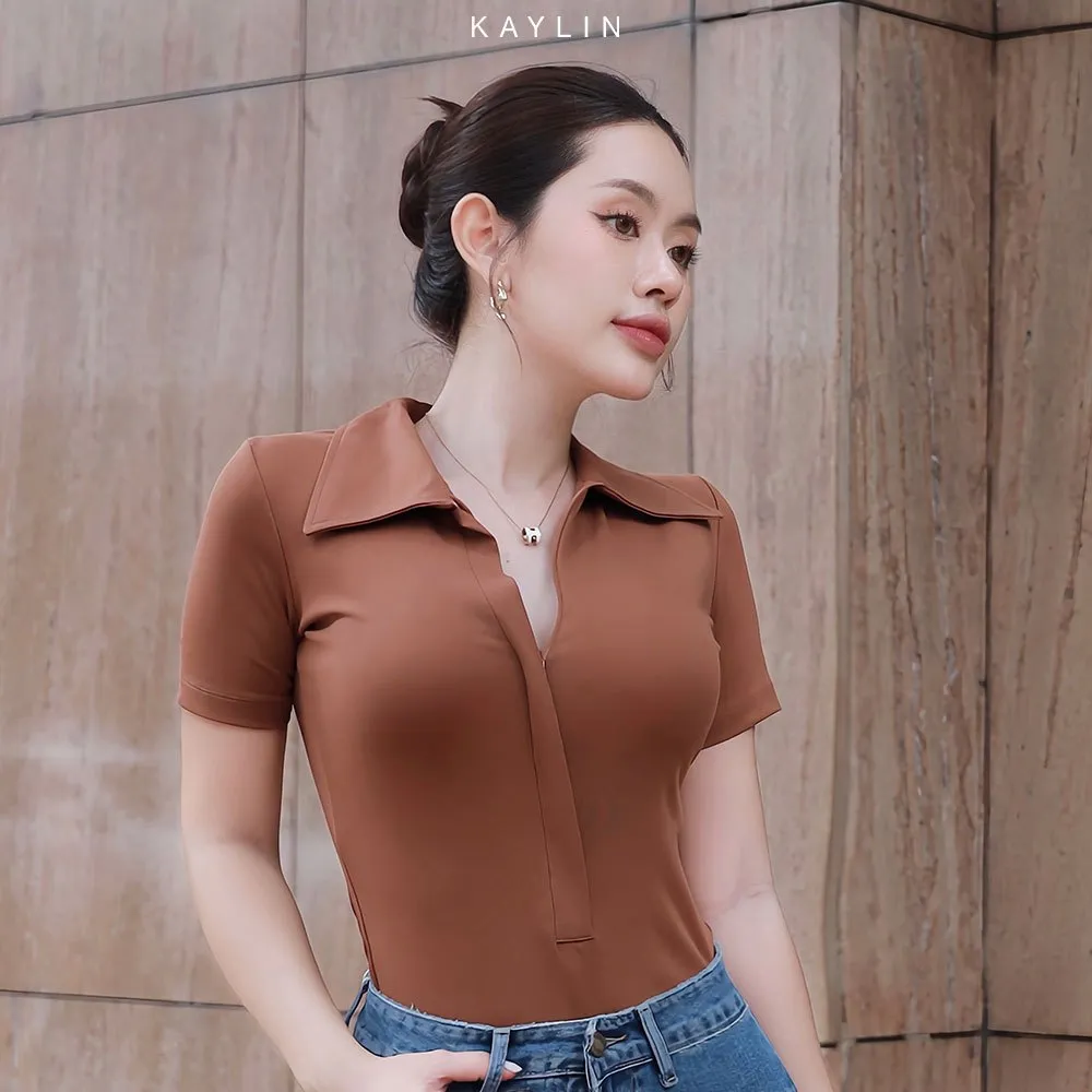 Ảnh Áo thun KAYLIN form polo phối khóa kéo chất vải thun co giản phong cách thanh lịch thời trang - N2220 4