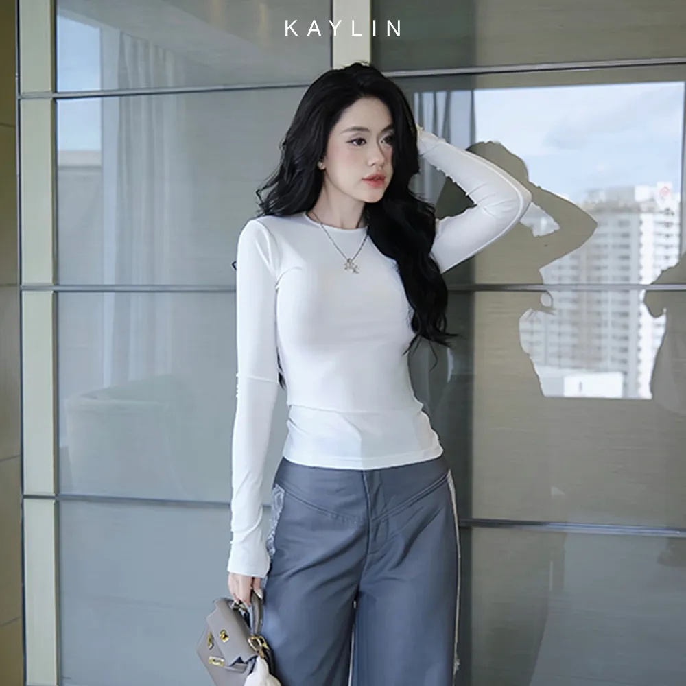 Ảnh Áo thun KAYLIN tay dài form Basic chất vải thun giấy mềm mỏng nhẹ thoáng mát phong cách - N2305 1