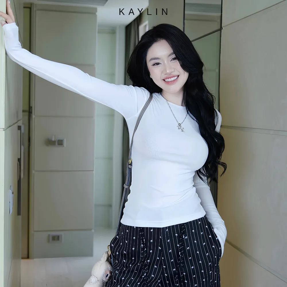 Ảnh Áo thun KAYLIN tay dài form Basic chất vải thun giấy mềm mỏng nhẹ thoáng mát phong cách - N2305 3