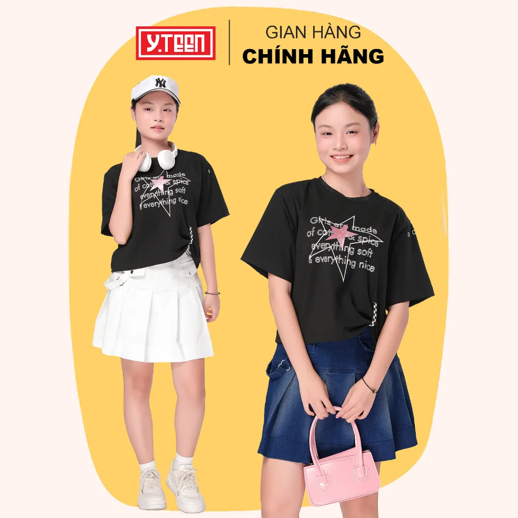 Ảnh Áo Thun Kiểu Ngắn Tay 3 Màu Cho Bé Gái Từ 37-62 KG Từ 10-16 Tuổi  Vải Cotton Mềm Mát EAX016-4 4